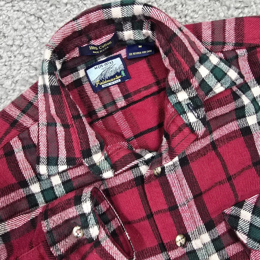 Fieldmaster Mens Vintage Plaid Flannel Shirt Size M Workwear Outdoors Heritage‎